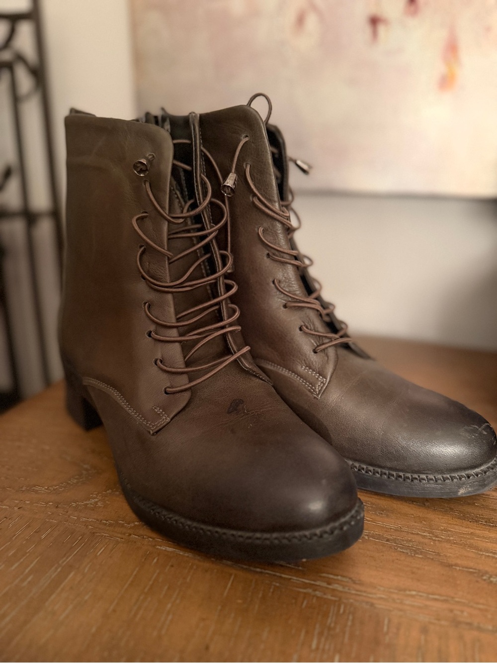 Genuine Leather Turkish Ankle Boots Brown EU 38 / US 7.5-8 green olive color